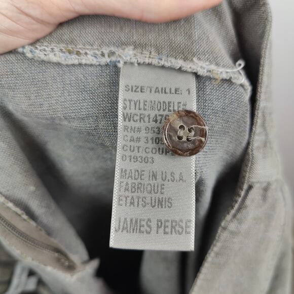 Standard James Perse Cotton Linen Pants Womens Small 1 Gray Side Zip Slim Fit - Picture 9 of 11